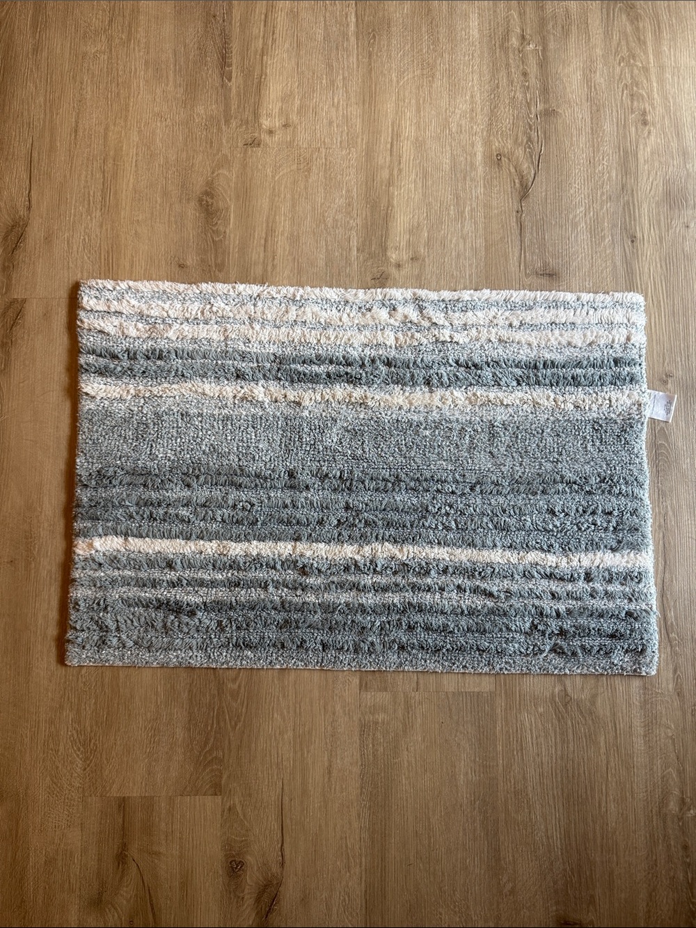 blue and White Striped Bath Mat